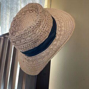Stylish Tan Straw Hat with Black Band